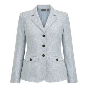 Chicos Light Blue Textured Jacquard Blazer Jacket Size 2 Office Romantic NWT